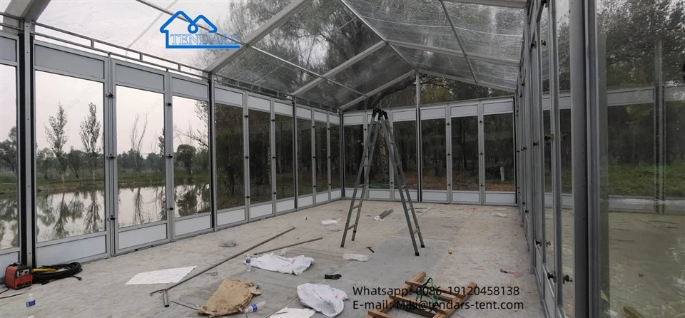 white glass tent